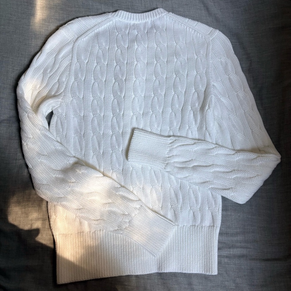Ralph Lauren White Cable-Knit Button Cardigan - Picture 4 of 9